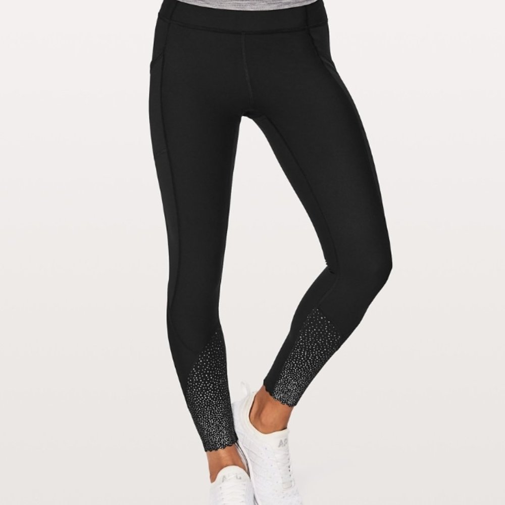 Lululemon Tight Stuff Tight 2 Black Scalloped Hem